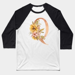 Watercolor sunflower bouquet monogram letter Q Baseball T-Shirt